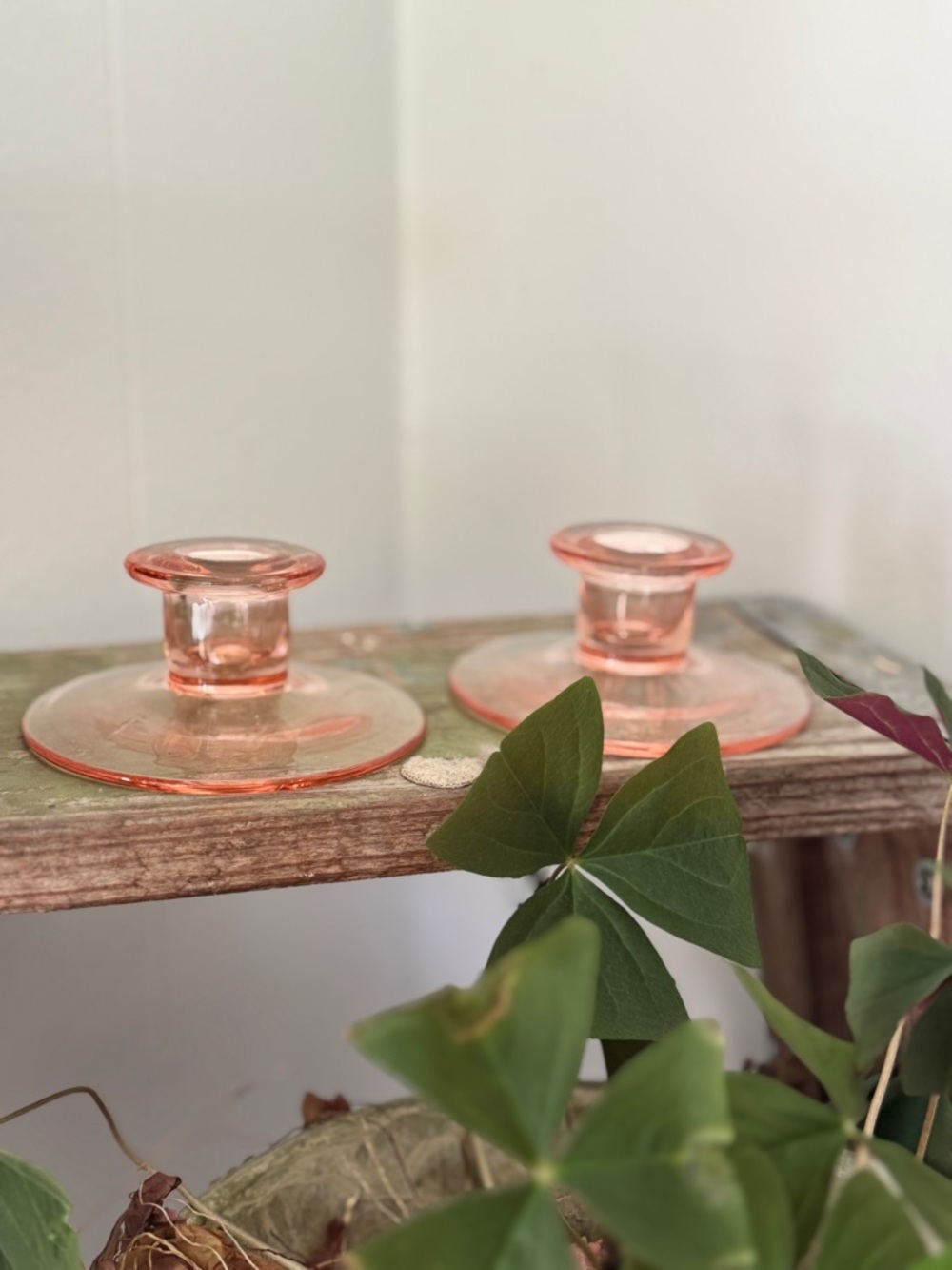 ✨Vintage Pink Depression Glass Candlestick Holders Pair - Picture 3 of 5